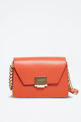 Sac porté épaule en cuir Ava - Orange foncé