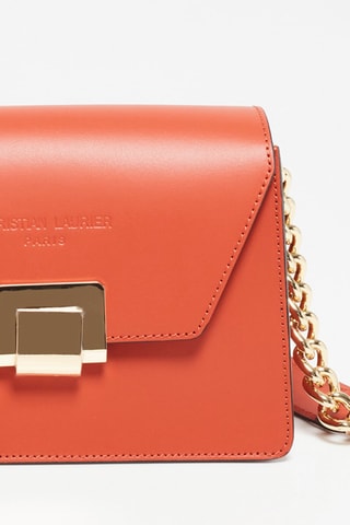 Sac porté épaule en cuir Ava - Orange foncé