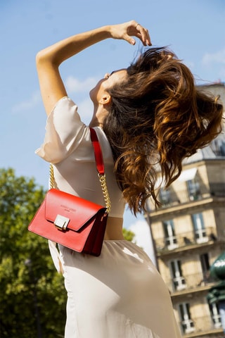 Sac bandoulière en cuir Ava - Rouge