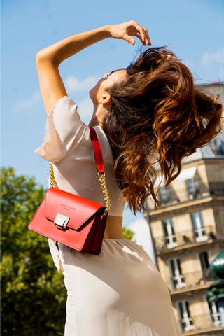 Sac bandoulière en cuir Ava - Rouge
