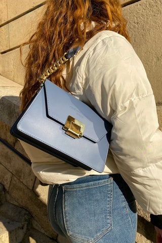 Sac bandoulière en cuir Ava - Ciel