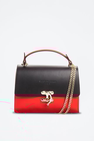 Sac à main en cuir Ora - Noir et rouge