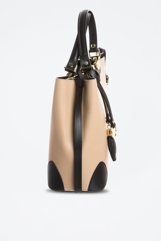 Sac à main en cuir Armel - Beige et noir