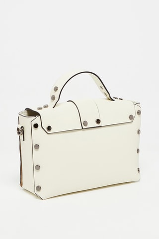 Sac à main en cuir Paty - Blanc et argenté