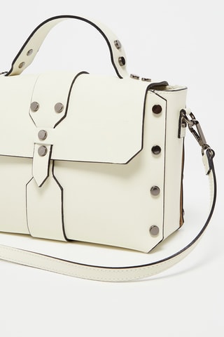 Sac à main en cuir Paty - Blanc et argenté