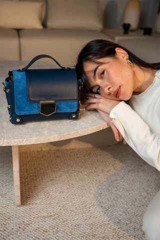 Sac à main en cuir Nan - Bleu