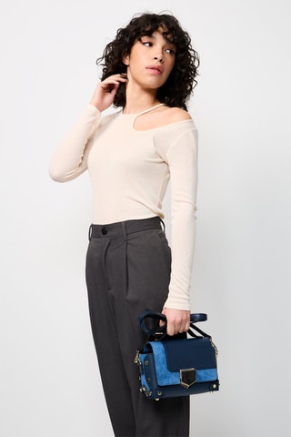 Sac à main en cuir Nan - Bleu