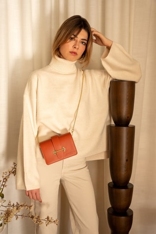 Sac bandoulière en cuir Tory - Orange foncé