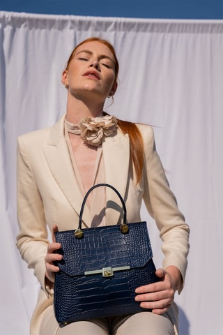 Sac à main en cuir Emy - Bleu