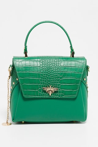 Sac bandoulière en cuir Yasmin - Vert foncé
