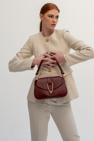 Sac bandoulière en cuir Leorad - Bordeaux