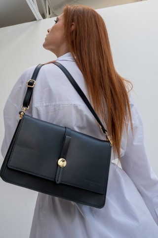 Sac bandoulière en cuir Louna - Noir