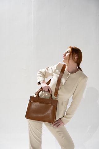 Sac bandoulière en cuir Shaina - Camel