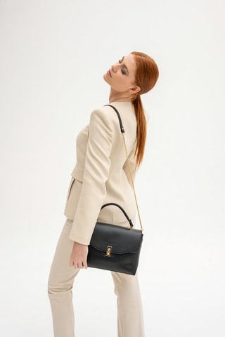 Sac bandoulière en cuir Diane - Noir