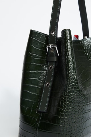 Sac porté épaule en cuir Lola Croco - Vert