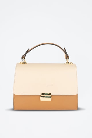 Sac bandoulière en cuir Alysse - Camel et nude