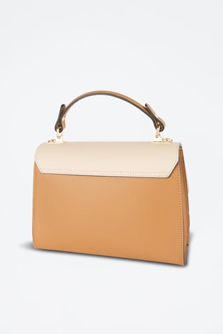 Sac bandoulière en cuir Alysse - Camel et nude