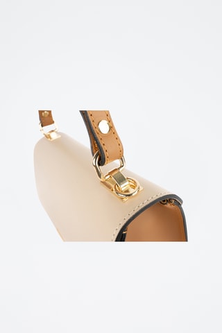 Sac bandoulière en cuir Alysse - Camel et nude