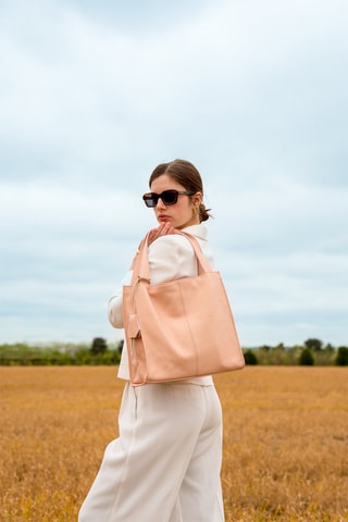 Sac à main en cuir Agathe - Rose clair