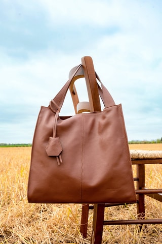 Sac à main en cuir Maxi Agathe - Marron