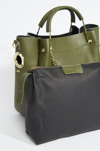Sac porté épaule en cuir Bleuet - Vert
