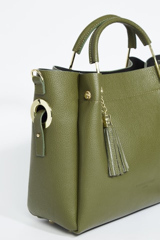 Sac porté épaule en cuir Bleuet - Vert