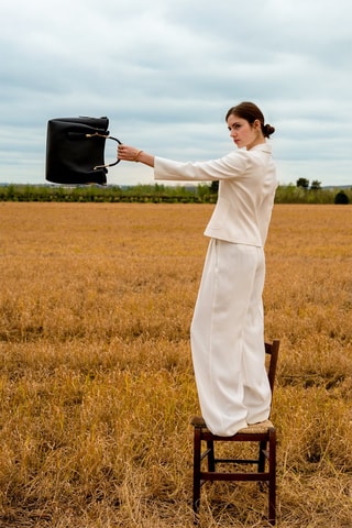 Sac à main en cuir Bleuet - Noir