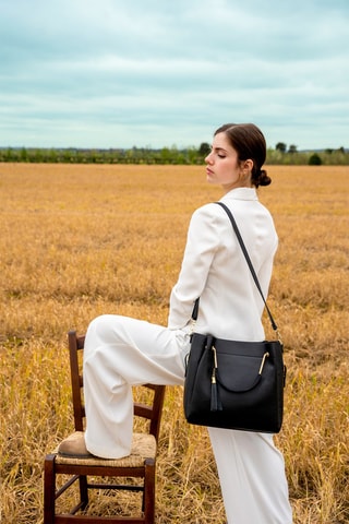 Sac à main en cuir Bleuet - Noir