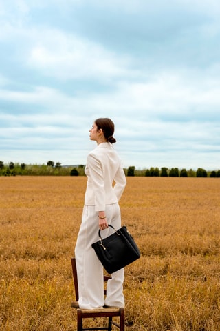 Sac à main en cuir Bleuet - Noir