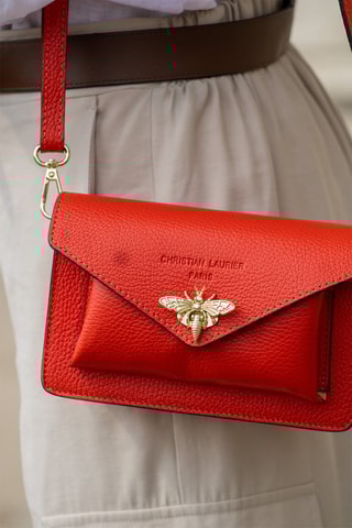 Sac bandoulière en cuir Roxane - Rouge