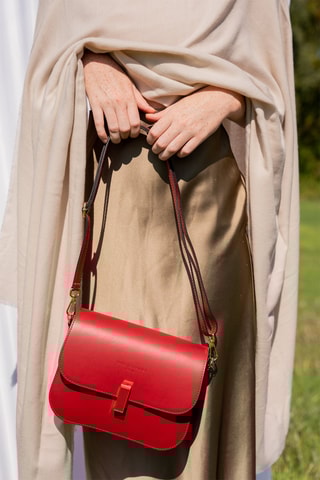Sac bandoulière en cuir Roma - Rouge
