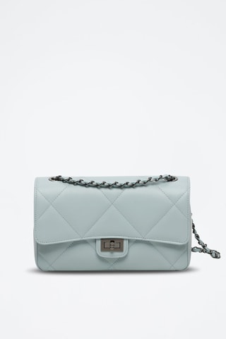 Sac porté épaule en cuir Lena - Ciel