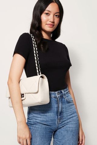 Sac porté épaule en cuir Lena - Blanc