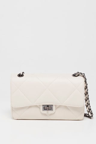 Sac porté épaule en cuir Lena - Blanc