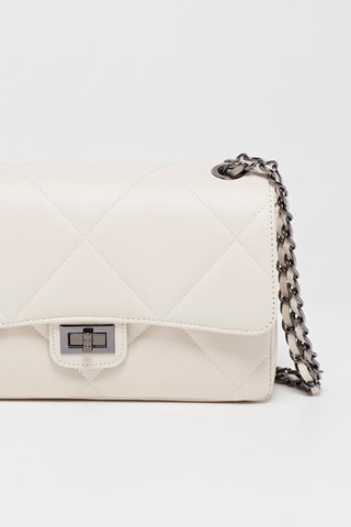 Sac porté épaule en cuir Lena - Blanc