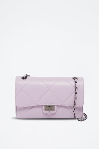 Sac porté épaule en cuir Lena - Violet et argenté