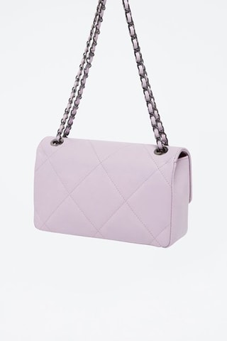 Sac porté épaule en cuir Lena - Violet et argenté