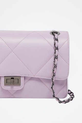 Sac porté épaule en cuir Lena - Violet et argenté