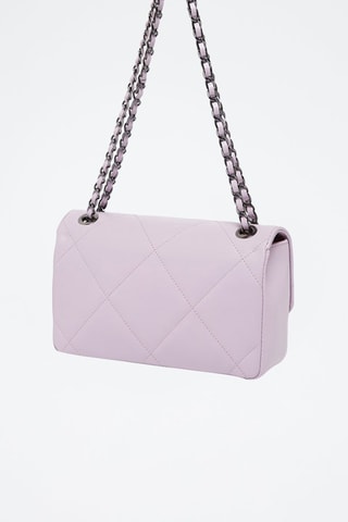 Sac porté épaule en cuir Lena - Violet et argenté