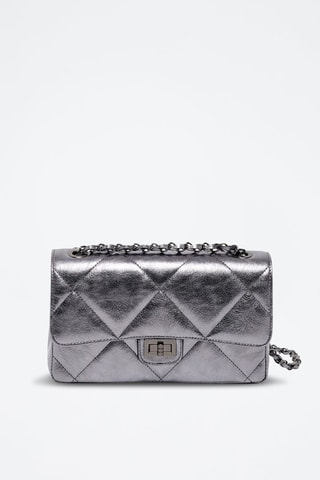 Sac porté épaule en cuir Lena - Argenté