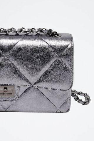 Sac porté épaule en cuir Lena - Argenté