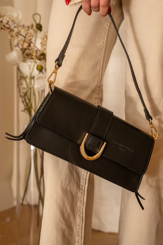 Sac porté épaule en cuir Hazel - Noir