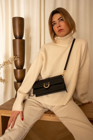 Sac porté épaule en cuir Hazel - Noir