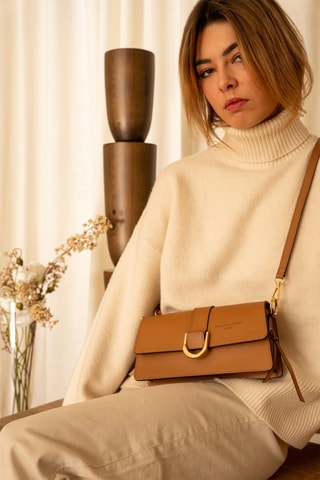 Sac porté épaule en cuir Hazel - Camel