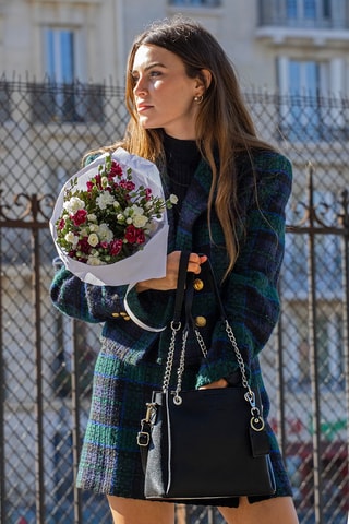 Sac porté épaule en cuir Rachel - Noir