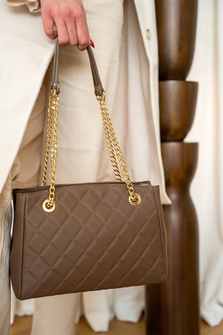 Sac porté épaule en cuir Pauline - Taupe