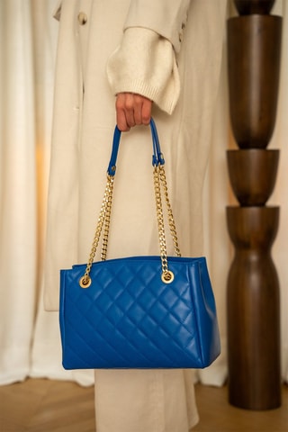 Sac porté épaule en cuir Pauline - Bleu
