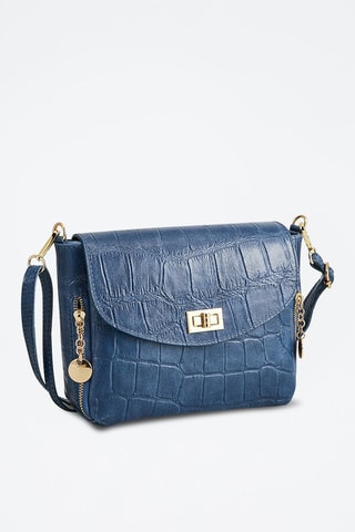 Sac bandoulière en cuir Flory - Bleu