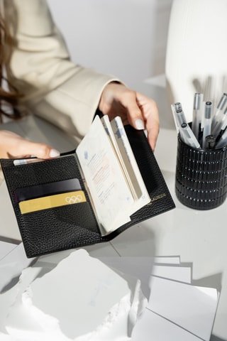 Porte-cartes en cuir Kenza - Noir