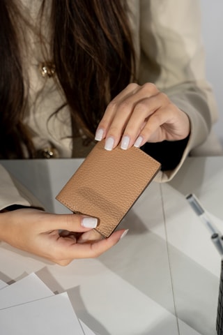 Porte-cartes en cuir Sonia - Beige